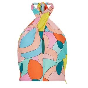 STAUD Women's Citrus Kai Top Halter Crop Shirt Multicolor Size 2 Concert Party